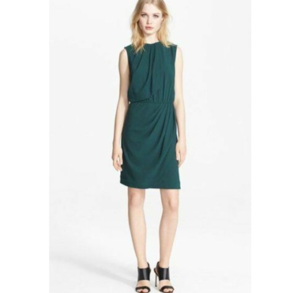 L’AGENCE Green Draped Cocktail Dress